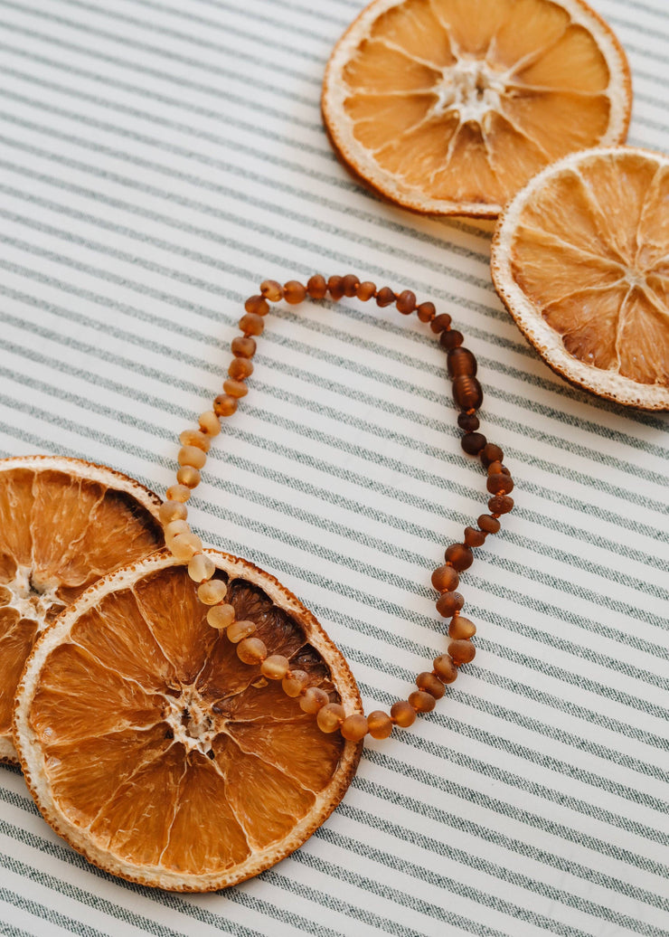 Raw Baltic Amber + Sunflower || Necklace ||: 12" Baby || Child Necklace