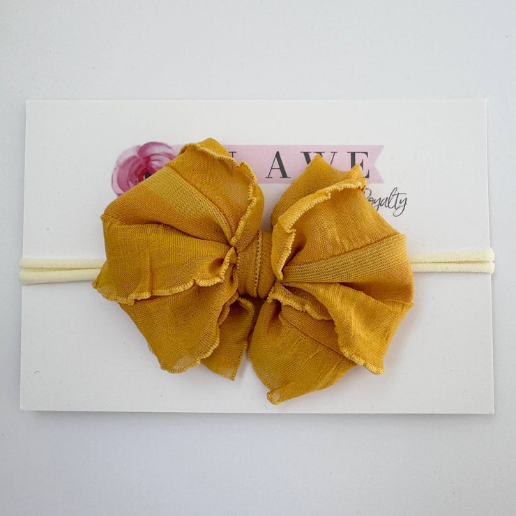 Skinny Mini Ruffled Headband- Mustard