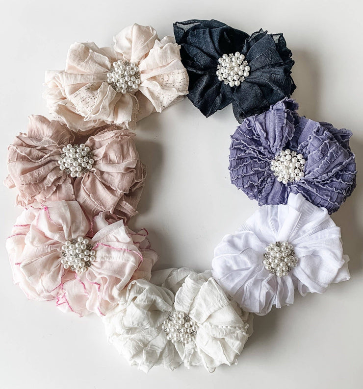 Pearl Ruffled Headband: Paris Pink