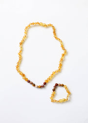 Raw Honey Baltic Amber + Mookaite Jasper || Necklace: 12" Baby || Child Necklace