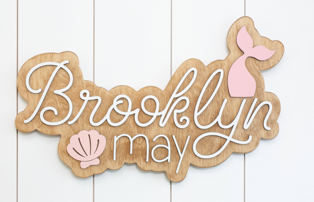 Sugar + Maple Personalized Bubble Wood Sign | Mermaid