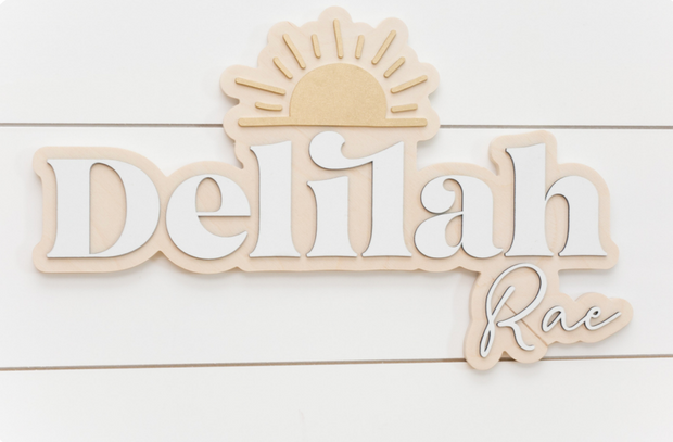 Sugar + Maple Personalized Bubble Wood Sign | Sun