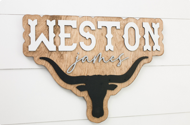 Sugar + Maple Personalized Bubble Wood Sign | Longhorn