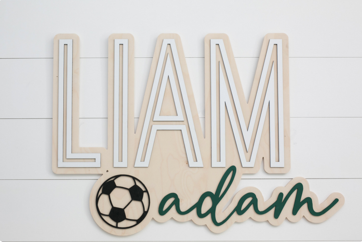 Sugar + Maple Personalized Bubble Wood Sign | Soccer