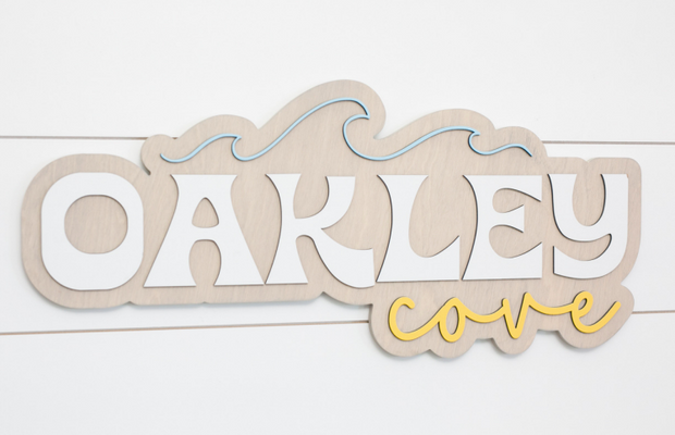 Sugar + Maple Personalized Bubble Wood Sign | Wave