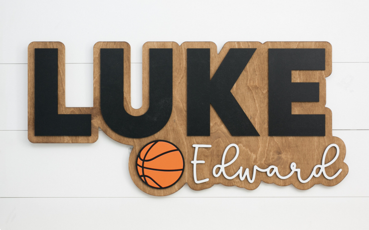 Sugar + Maple Personalized Bubble Wood Sign | Basketball