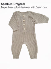 Baby Knit romper Button front Jumpsuit w/ zipper | Harper: Rice / Preemie