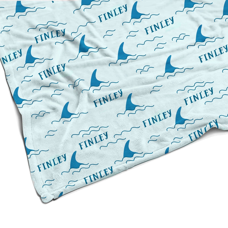 Sugar + Maple Plush Minky Fleece Personalized Blanket | Shark Fin