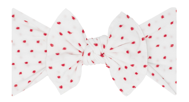 PATTERNED SHABBY KNOT: white/red dot