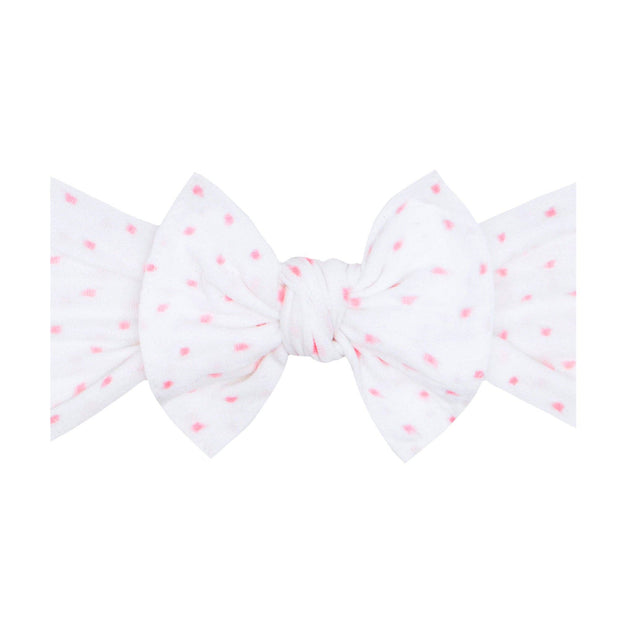 PATTERNED SHABBY KNOT: white/pink dot