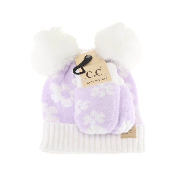 BABY Daisy C.C Pom Pom Beanie and Glove Set BBSEE0063