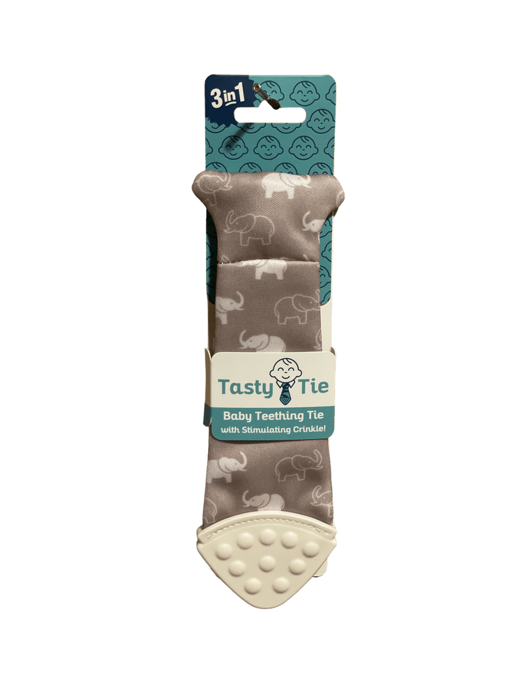 Tasty Tie Teether, Crinkle Toy, Baby Boy Gift (Elephant)