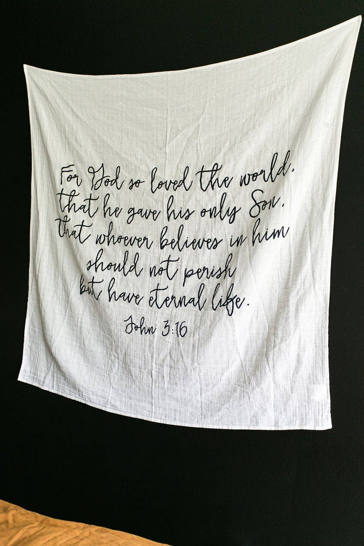 Organic Swaddle Blanket-  John 3:16