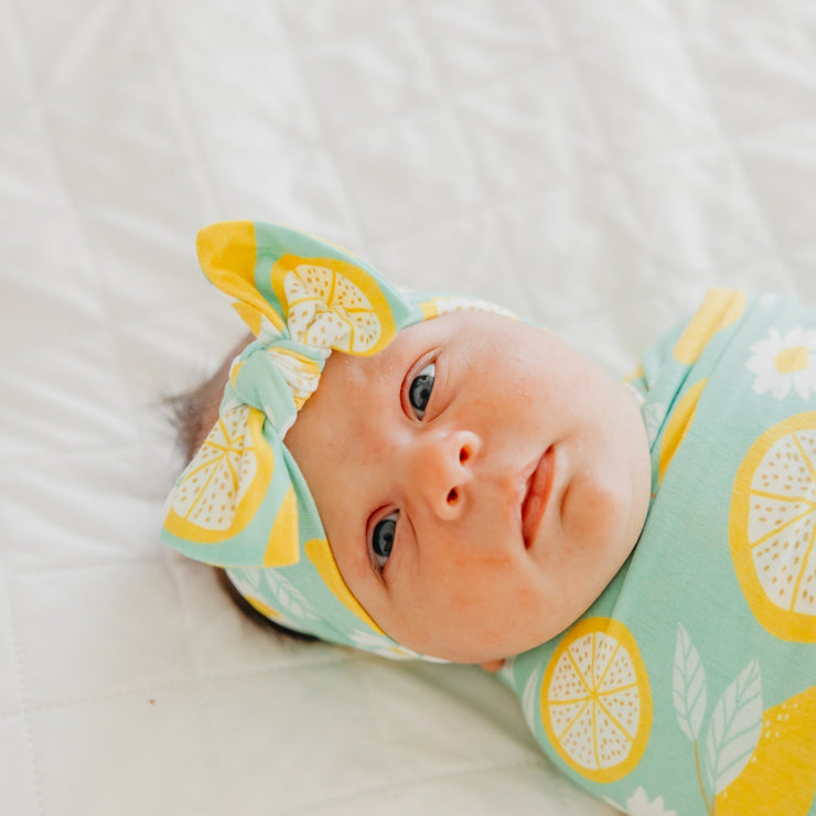 Copper Pearl Knit Headband Bow | Lemon