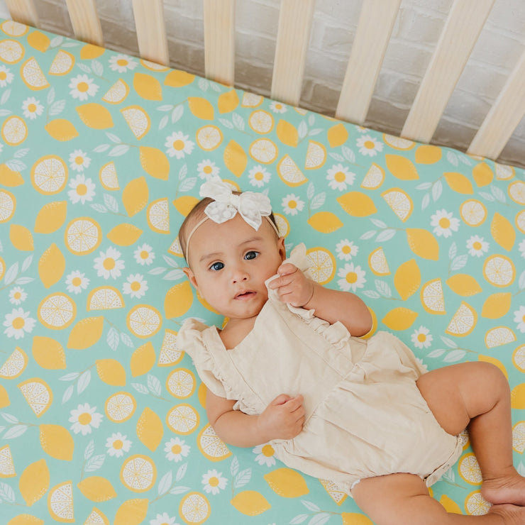 Copper Pearl Premium Knit Fitted Crib Sheet | Lemon