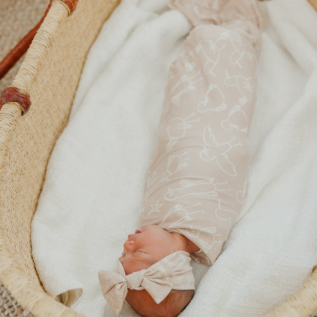 Copper Pearl Knit Headband Bow | Sandy