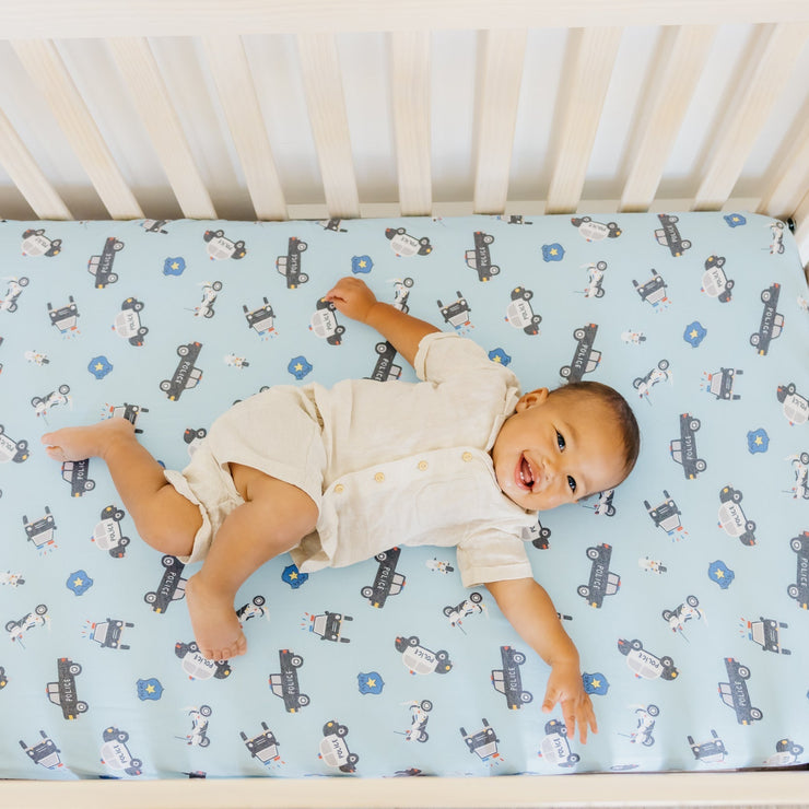 Copper Pearl Premium Knit Fitted Crib Sheet | Leo