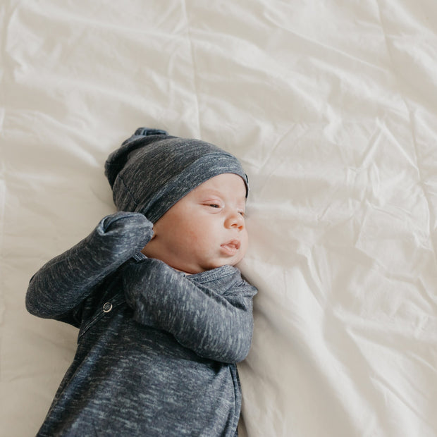 Copper Pearl Top Knot Hat | Denim