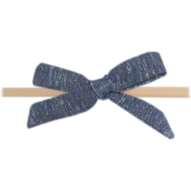 Copper Pearl Ribbon Nylon Bow | Denim