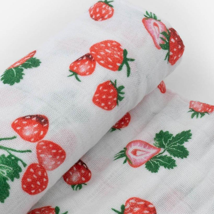 Little Unicorn Cotton Muslin Swaddle Blanket | Strawberry Patch