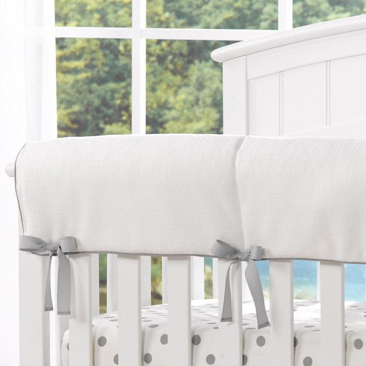 Liz & Roo White Woven Crib Rail Cover (Gray Trim)