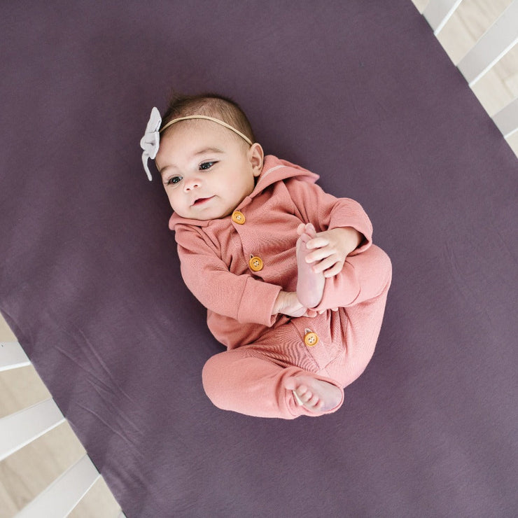 Copper Pearl Premium Knit Fitted Crib Sheet | Plum